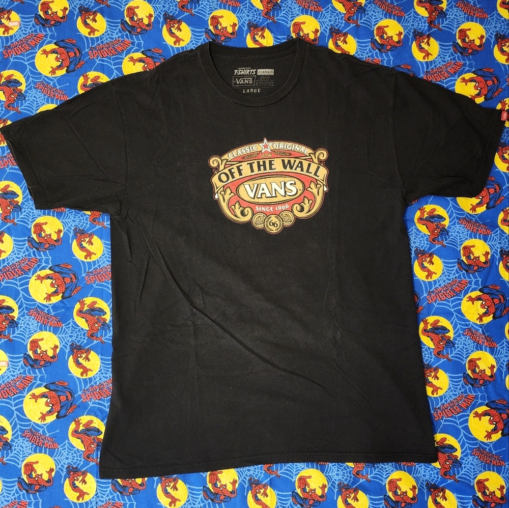 Vans Black 'Off The Wall' Graphic Tee Large